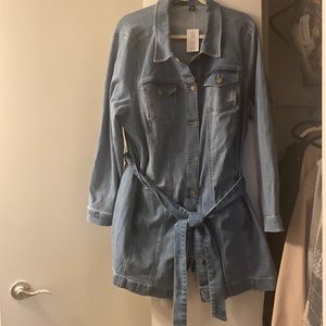 Denim jacket by Susan graver with tie